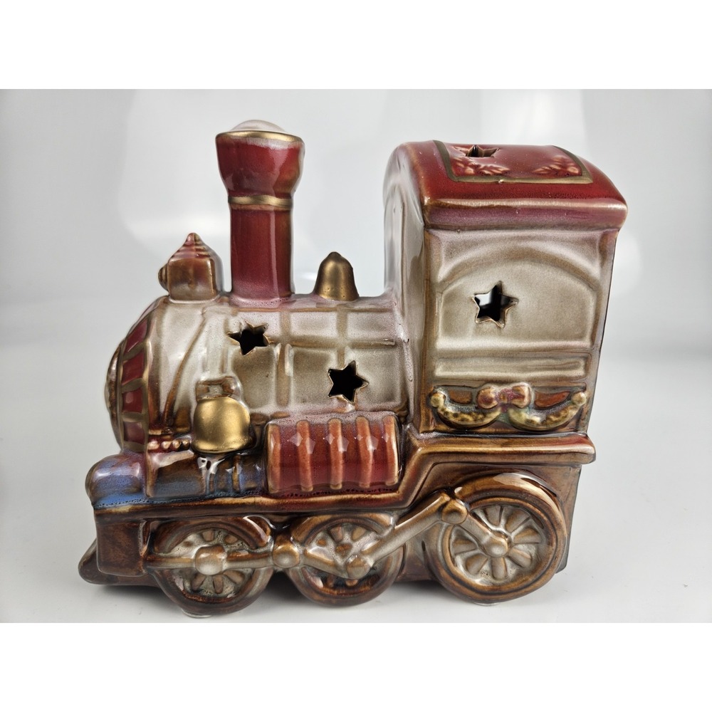 Vintage 3 Piece Stoneglaze Train Christmas Collection‎ Santa Snowmen Stars - Picture 3 of 13